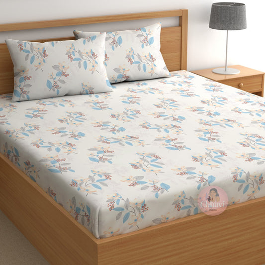 CHHAVI INDIA 210 TC Microfiber Printed Double Bedsheet With Pillow Covers