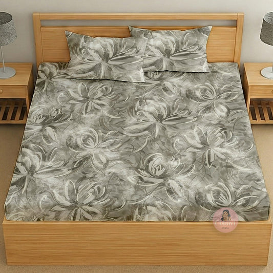 CHHAVI INDIA 210 TC Microfiber Printed King Size Bedsheet With 2 Pillow Covers