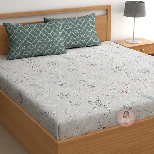 CHHAVI INDIA 210 TC Microfiber Printed King Size Bedsheet With 2 Pillow Covers