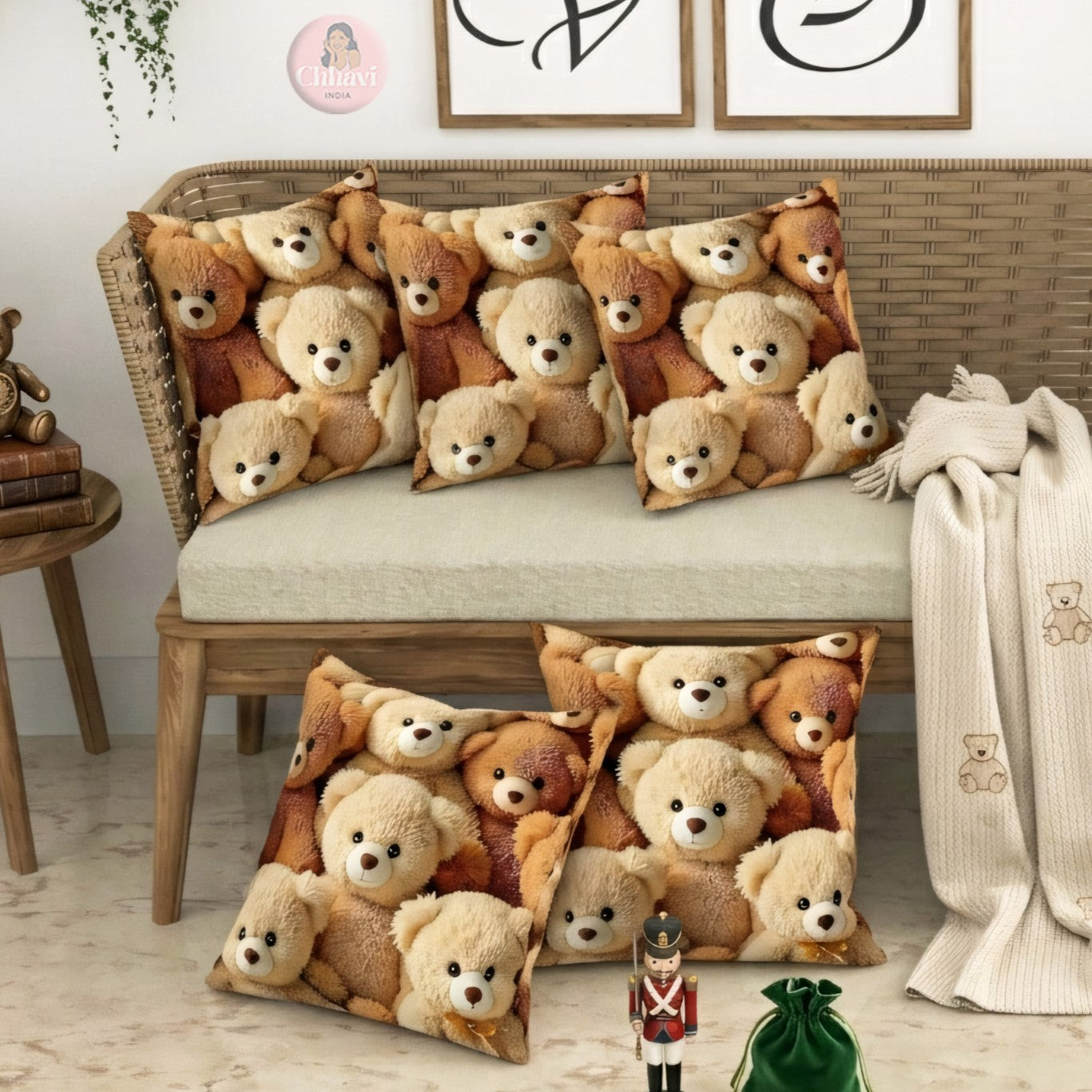 CHHAVI INDIA Microfiber Cushions Cover Pack of 5