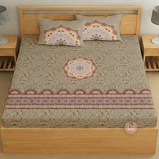 CHHAVI INDIA 210 TC Microfiber Printed King Size Bedsheet With 2 Pillow Covers (Copy)