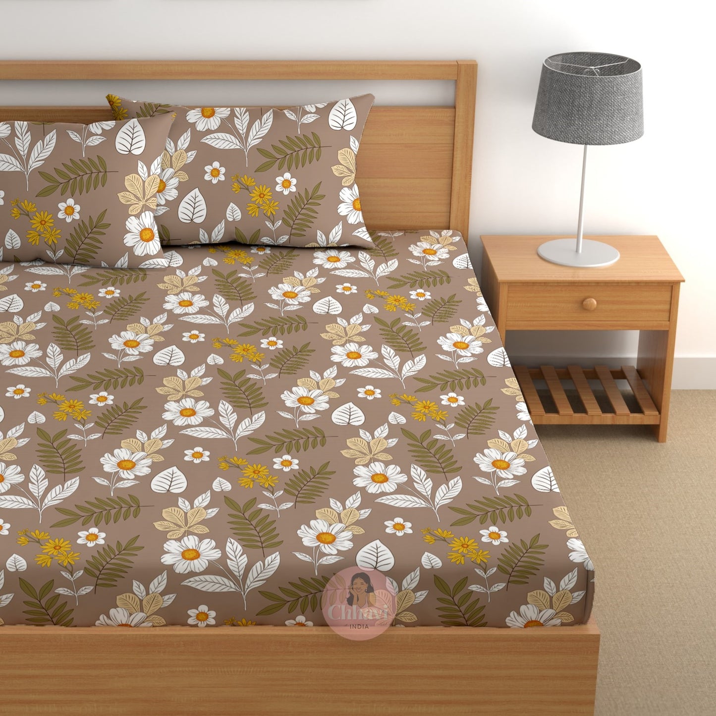 CHHAVI INDIA 180 TC Microfiber Printed Double Bedsheet With 2 Pillow Covers