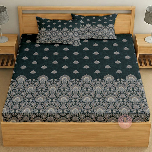 CHHAVI INDIA 210 TC Microfiber Printed King Size Bedsheet With 2 Pillow Covers