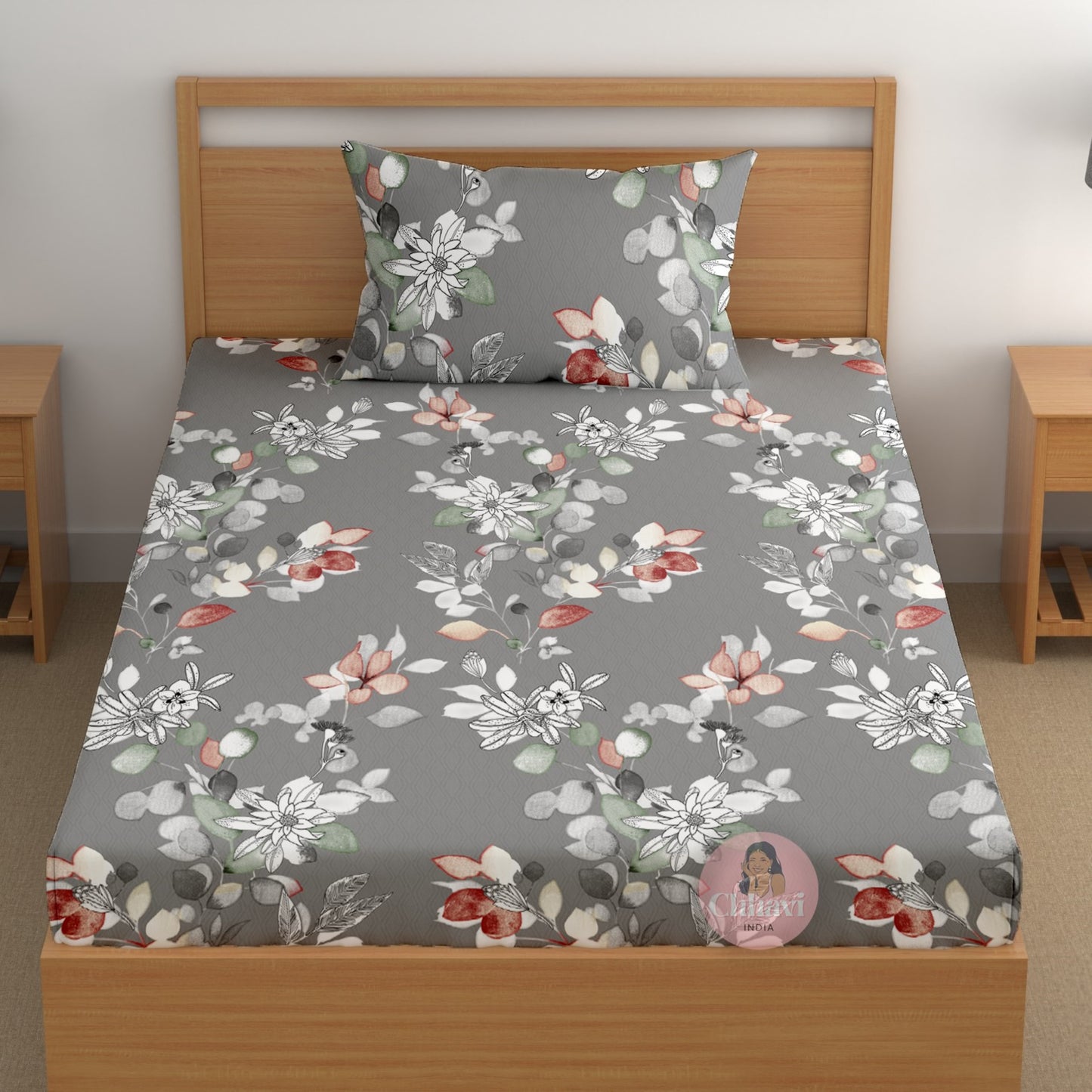 CHHAVI INDIA 180 TC Microfiber Printed Single Bedsheet With 1 Pillow Cover