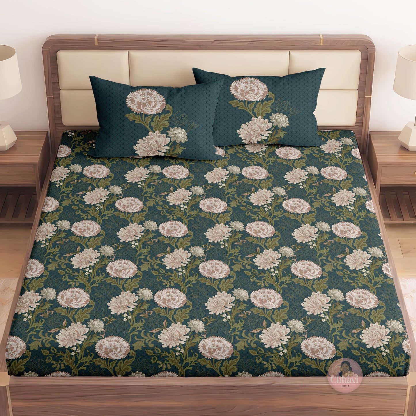 CHHAVI INDIA 210 TC Microfiber Printed King Size Bedsheet With Pillow Covers