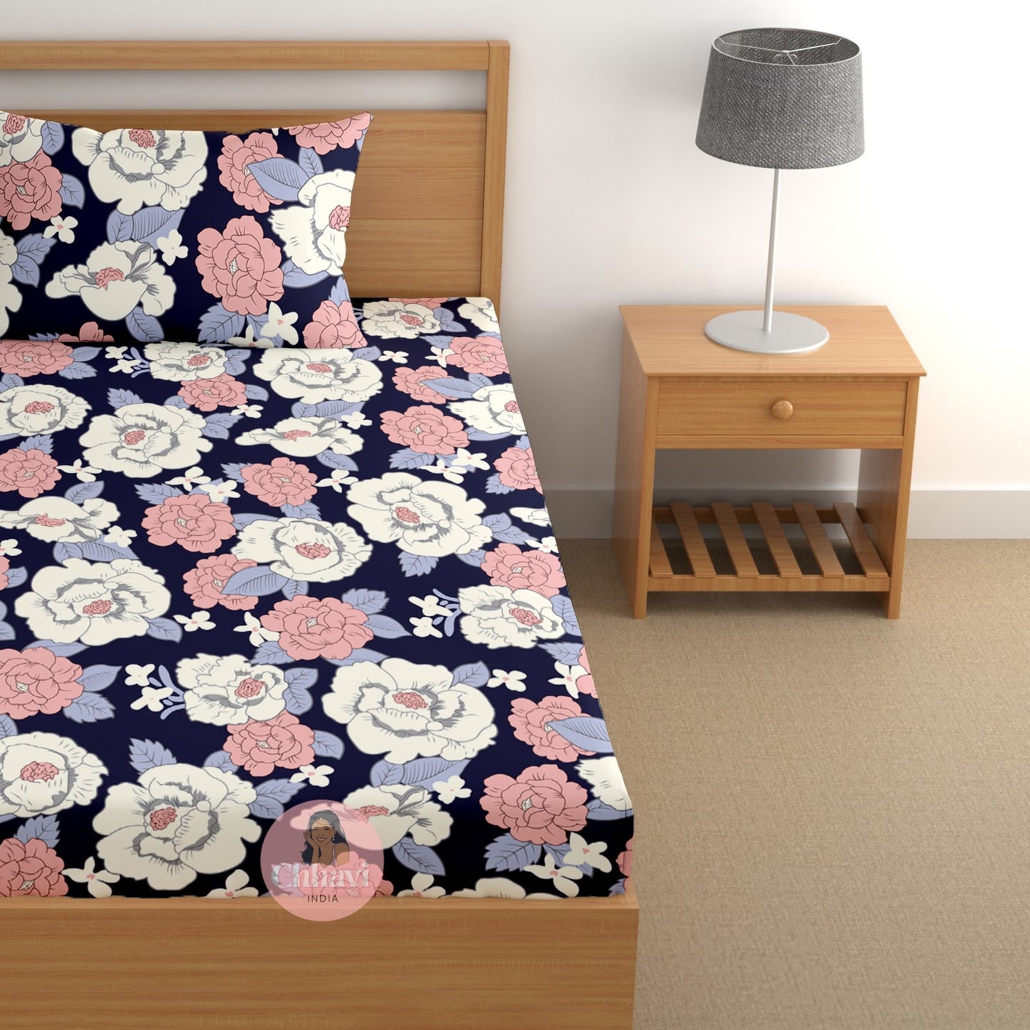 CHHAVI INDIA 180 TC Microfiber Printed Single Bedsheet With 1 Pillow Cover