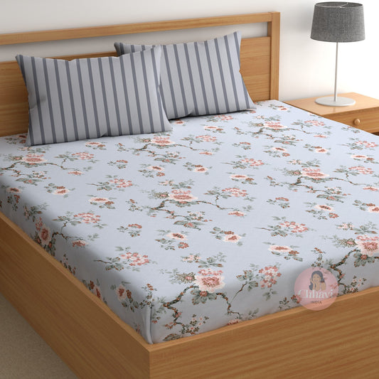 CHHAVI INDIA 210 TC Microfiber Printed King Size Bedsheet With 2 Pillow Covers