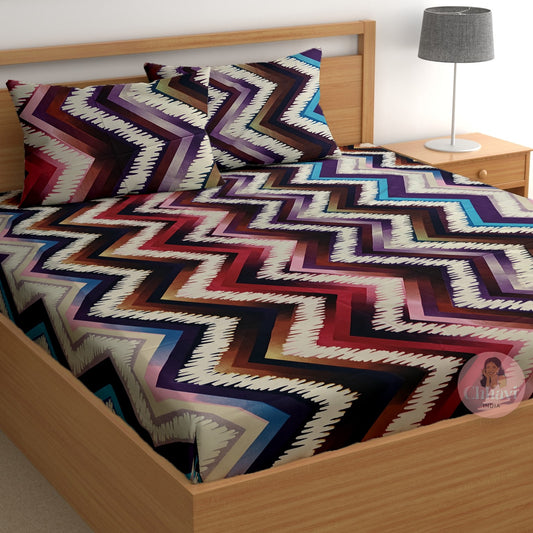 CHHAVI INDIA 210 TC Microfiber Printed Double Bedsheet With Pillow Covers
