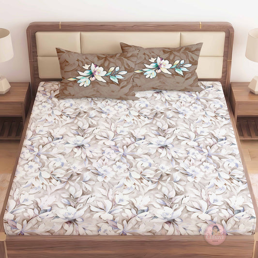 CHHAVI INDIA 210 TC Microfiber Printed King Size Bedsheet With Pillow Covers