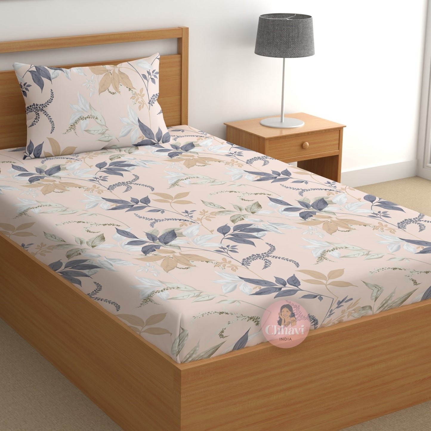 CHHAVI INDIA 180 TC Microfiber Printed Single Bedsheet With 1 Pillow Cover