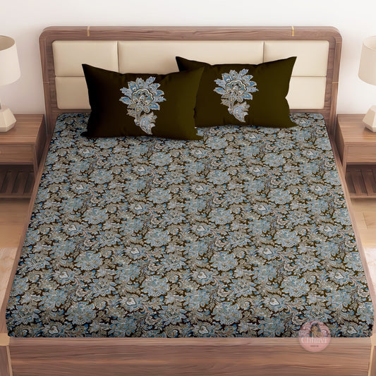 CHHAVI INDIA 210 TC Microfiber Printed King Size Bedsheet With Pillow Covers