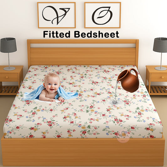 CHHAVI INDIA 210 TC Microfiber Waterproof Printed Fitted (Elastic) Bedsheet