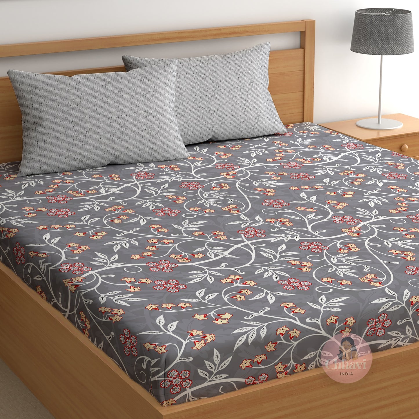 CHHAVI INDIA 210 TC Microfiber Printed King Size Bedsheet With Pillow Covers