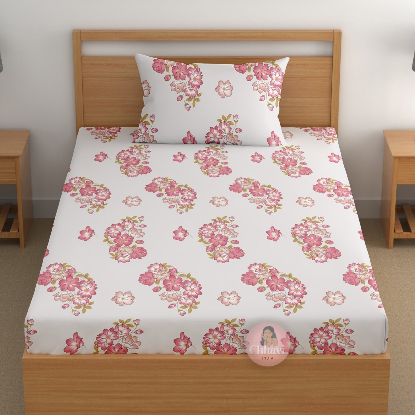 CHHAVI INDIA 180 TC Microfiber Printed Single Bedsheet With 1 Pillow Cover