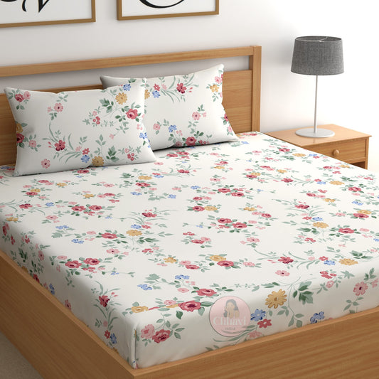 CHHAVI INDIA 210 TC Microfiber Printed King Size Bedsheet With Pillow Covers