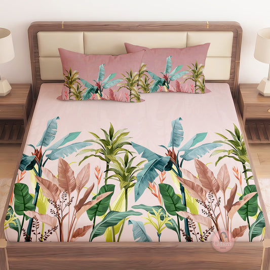 CHHAVI INDIA 210 TC Microfiber Printed King Size Bedsheet With Pillow Covers
