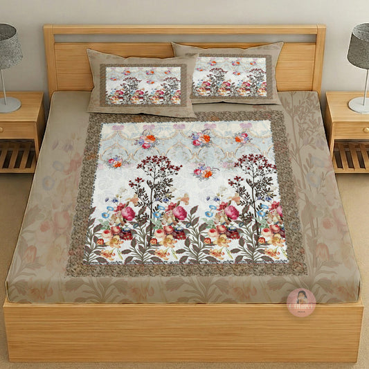 CHHAVI INDIA 210 TC Microfiber Printed King Size Bedsheet With 2 Pillow Covers