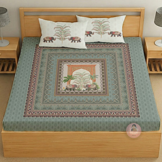 CHHAVI INDIA 210 TC Microfiber Printed King Size Bedsheet With 2 Pillow Covers