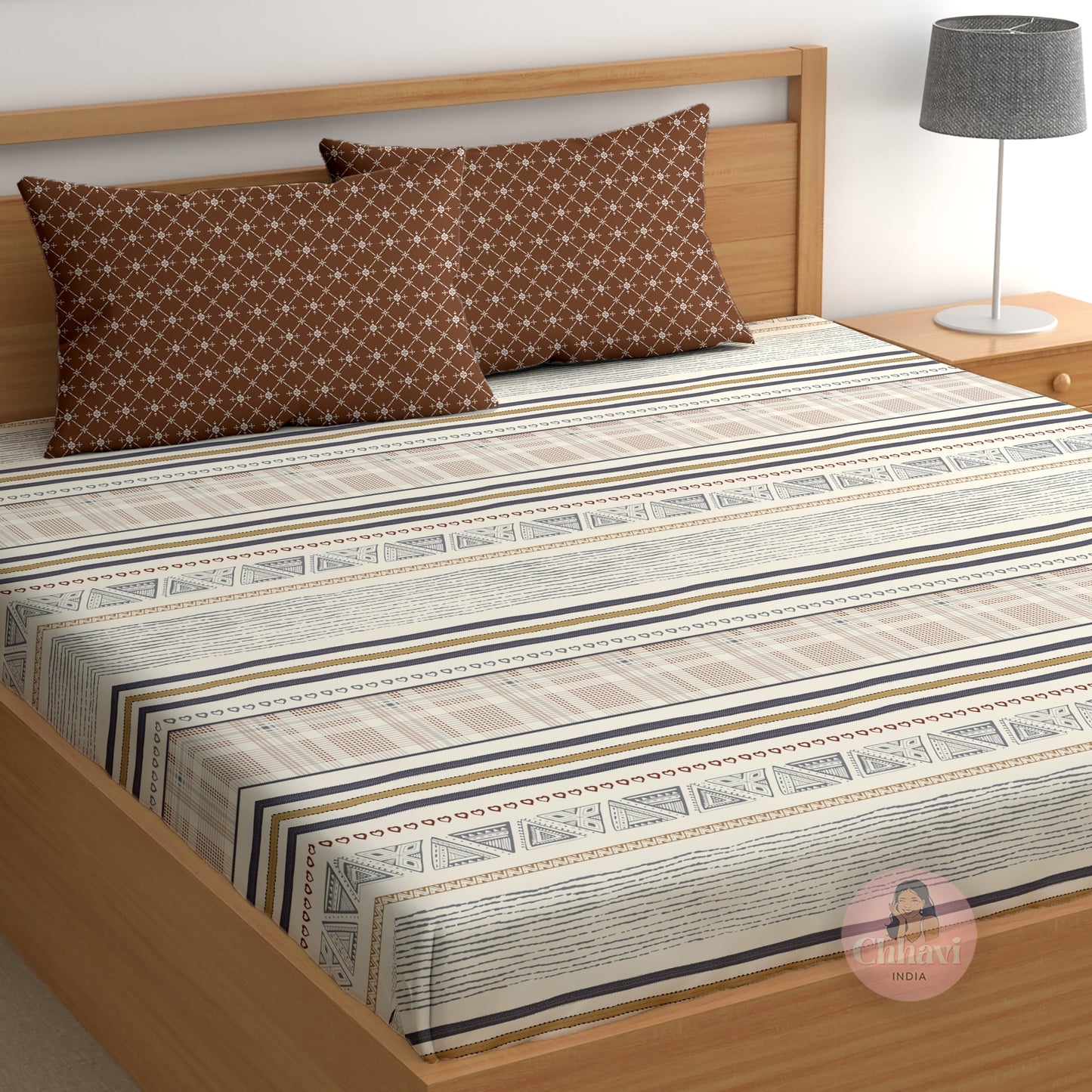 CHHAVI INDIA 210 TC Microfiber Printed King Size Bedsheet With Pillow Covers