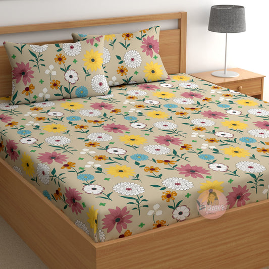 CHHAVI INDIA 210 TC Microfiber Printed Double Bedsheet With Pillow Covers