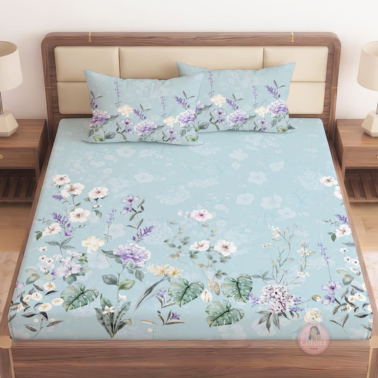 CHHAVI INDIA 210 TC Microfiber Printed King Size Bedsheet With Pillow Covers