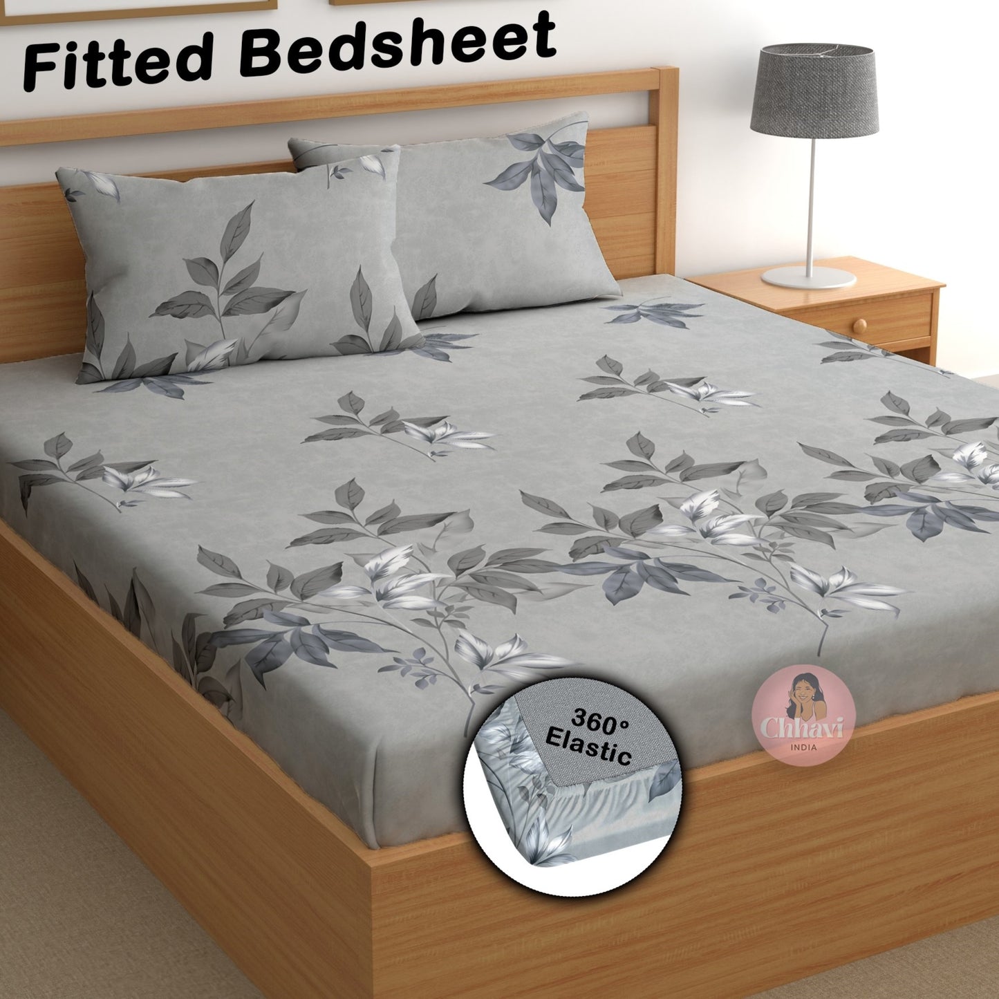 CHHAVI INDIA 180 TC Microfiber Double Fitted  Size Printed Bedsheet