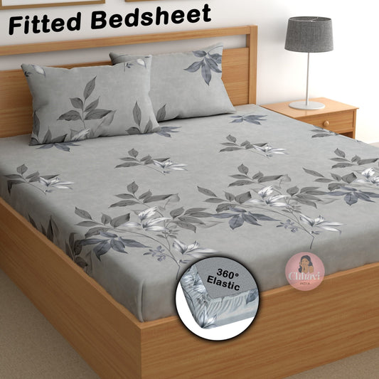 CHHAVI INDIA 180 TC Microfiber Double Fitted  Size Printed Bedsheet
