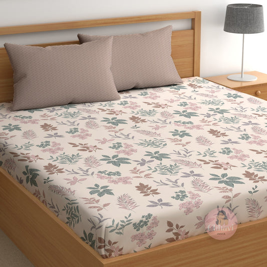 CHHAVI INDIA 210 TC Microfiber Printed King Size Bedsheet With Pillow Covers