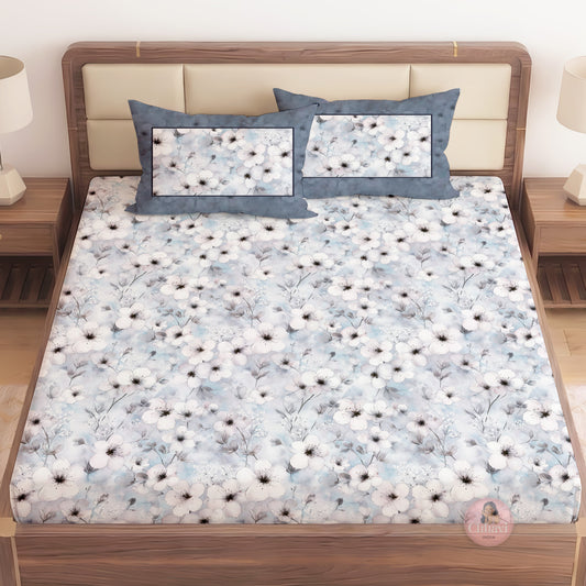 CHHAVI INDIA 210 TC Microfiber Printed King Size Bedsheet With Pillow Covers