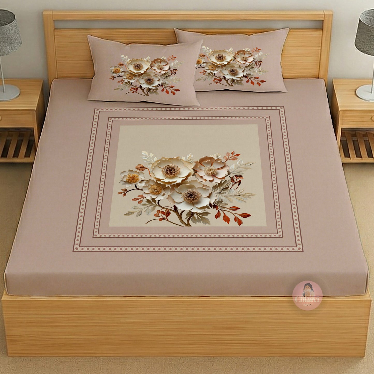 CHHAVI INDIA 210 TC Microfiber Printed King Size Bedsheet With 2 Pillow Covers