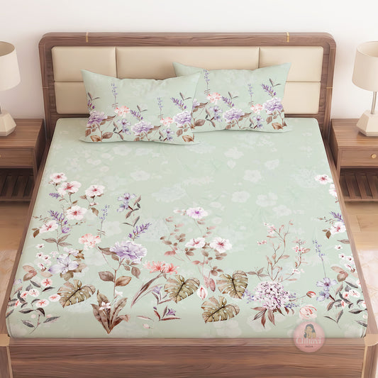 CHHAVI INDIA 210 TC Microfiber Printed King Size Bedsheet With Pillow Covers
