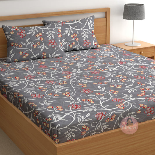 CHHAVI INDIA 210 TC Microfiber Printed Double Bedsheet With 2 Pillow Covers
