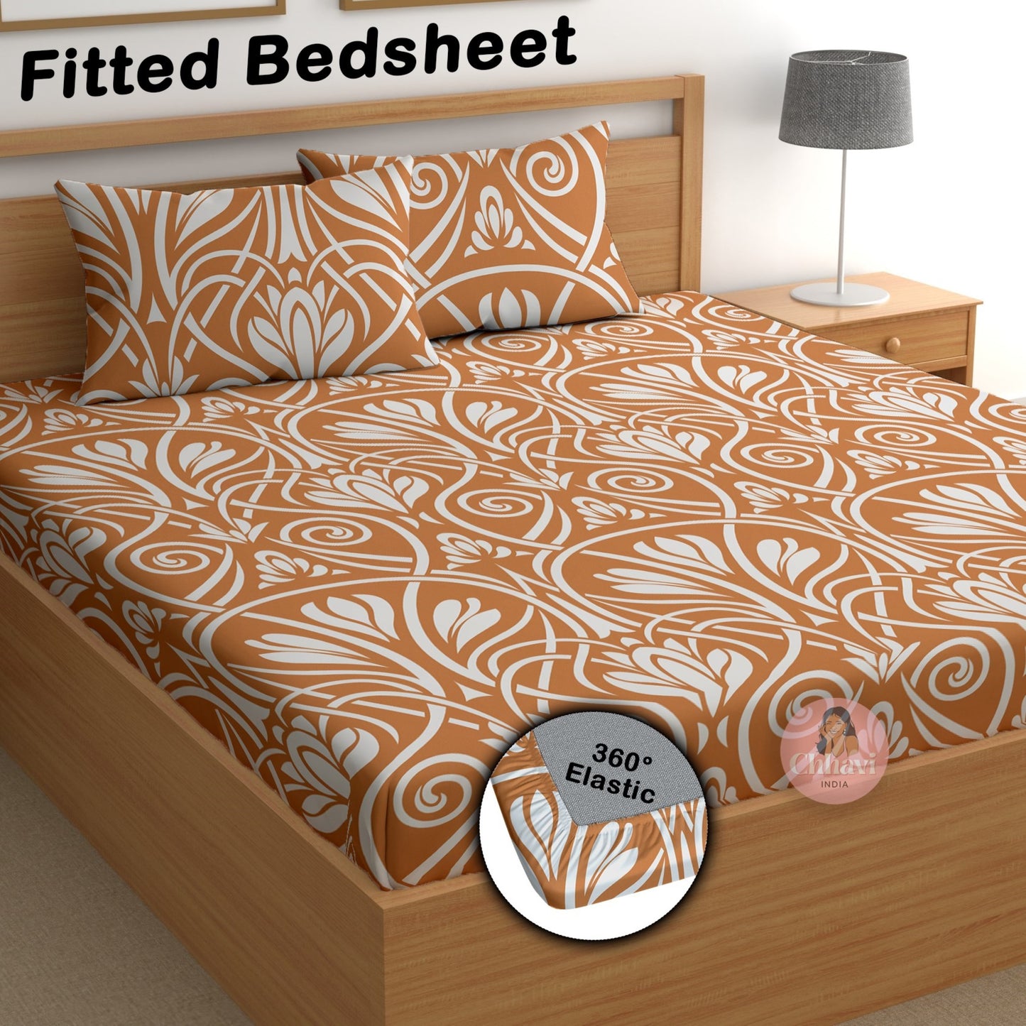 CHHAVI INDIA 180 TC Microfiber Double Fitted  Size Printed Bedsheet