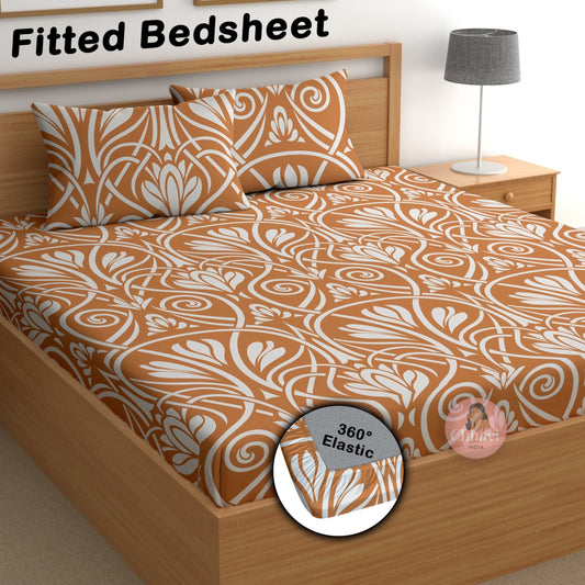CHHAVI INDIA 180 TC Microfiber Double Fitted  Size Printed Bedsheet