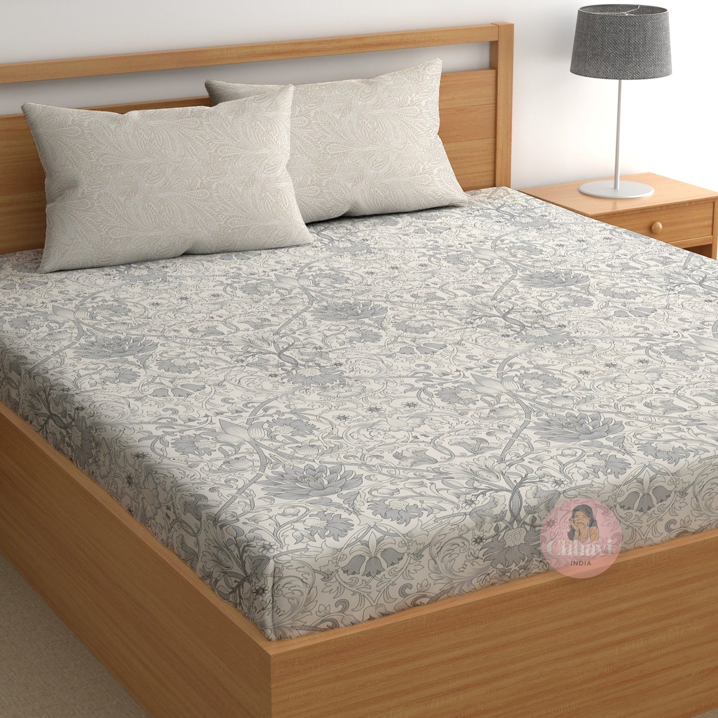 CHHAVI INDIA 210 TC Microfiber Printed King Size Bedsheet With 2 Pillow Covers