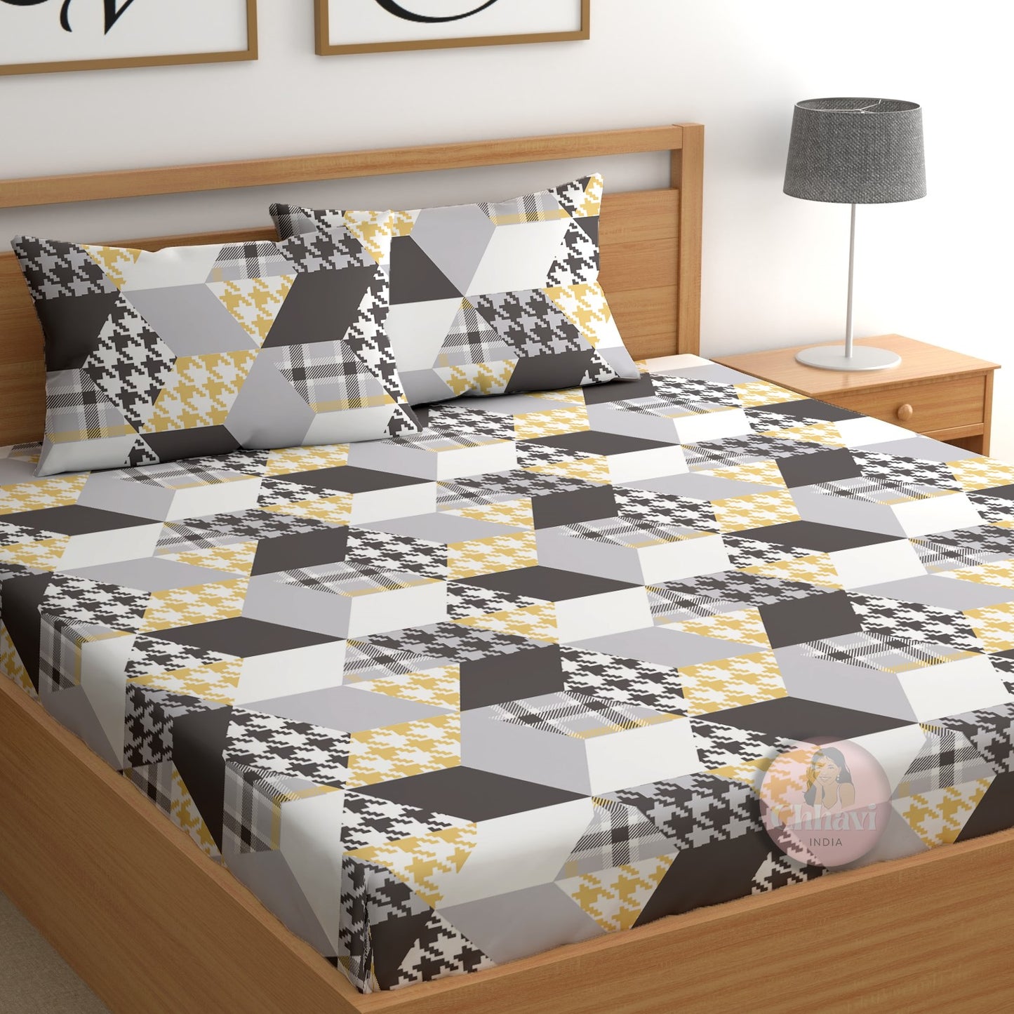 CHHAVI INDIA 210 TC Microfiber Printed Double Bedsheet With Pillow Covers