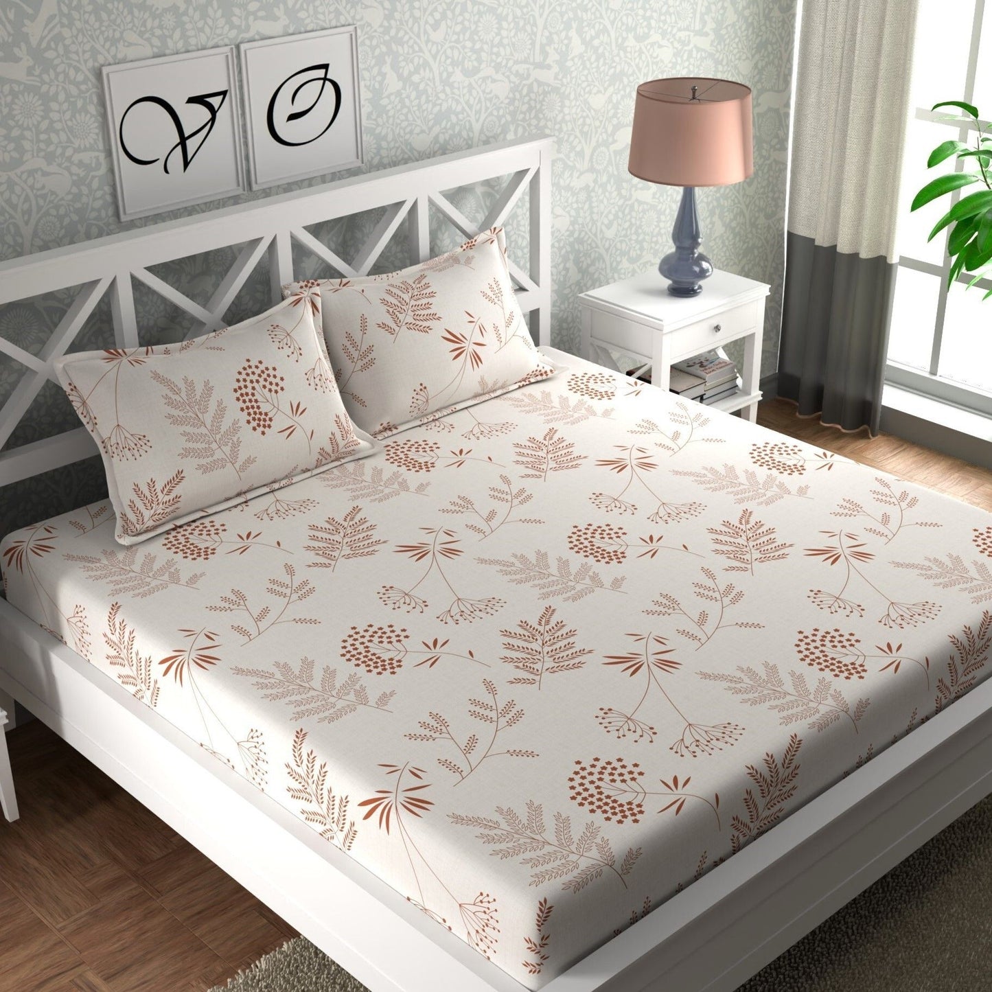 CHHAVI INDIA 210 TC Microfiber Printed King Size Bedsheet With Pillow Covers
