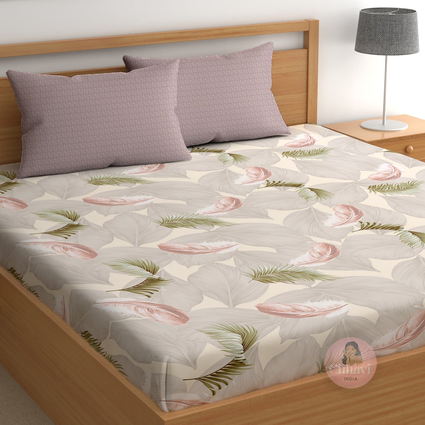 CHHAVI INDIA 210 TC Microfiber Printed King Size Bedsheet With Pillow Covers