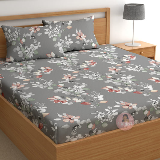 CHHAVI INDIA 210 TC Microfiber Printed Double Bedsheet With Pillow Covers