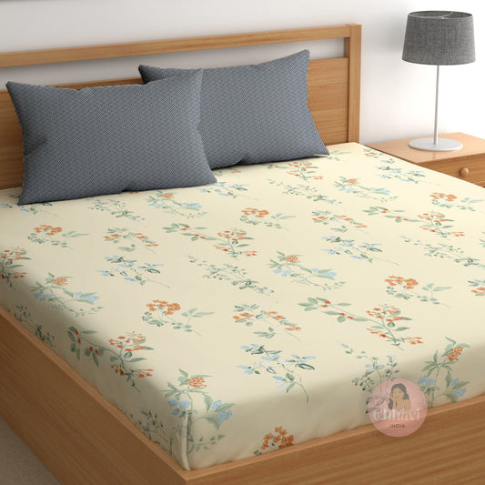 CHHAVI INDIA 210 TC Microfiber Printed King Size Bedsheet With Pillow Covers