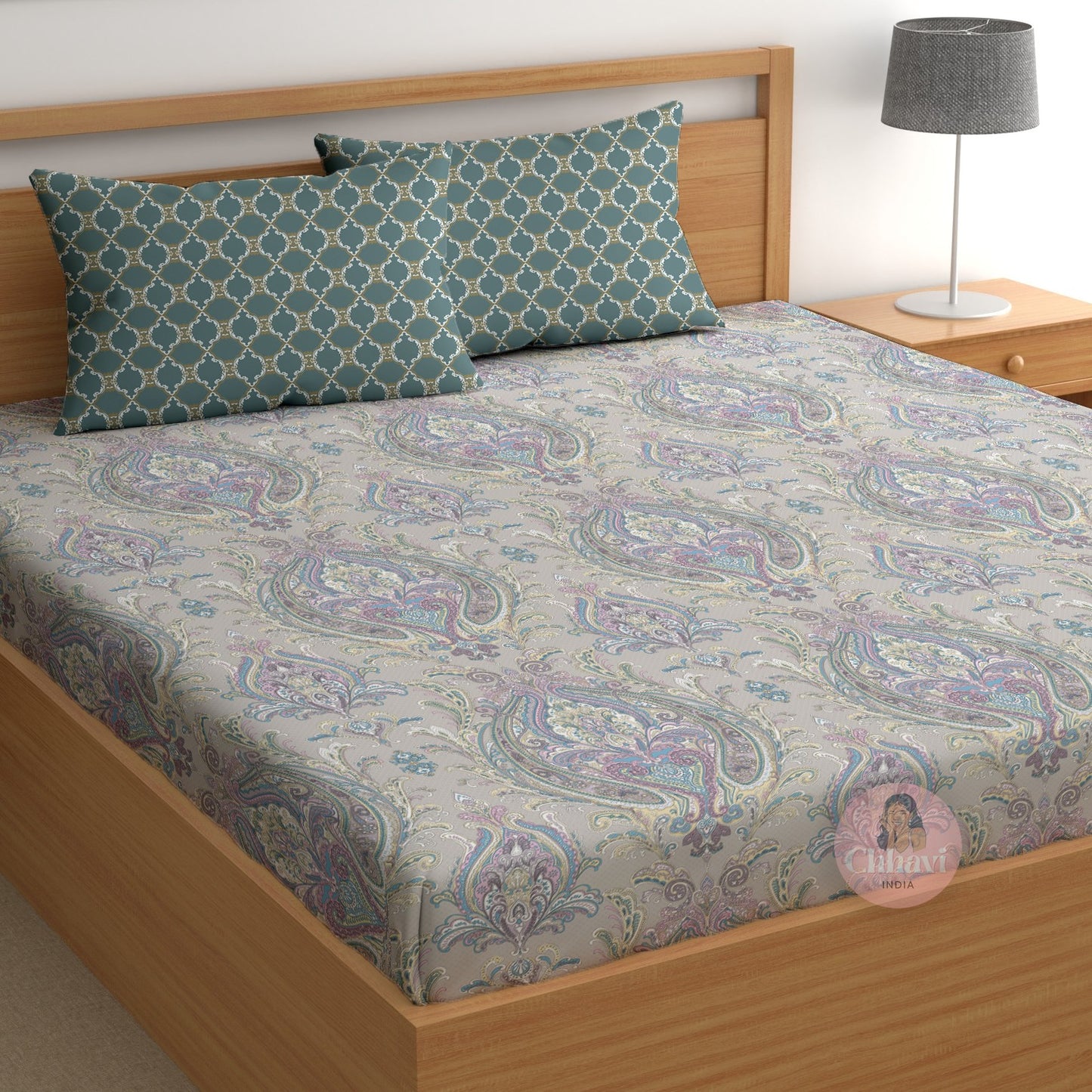 CHHAVI INDIA 210 TC Microfiber Printed King Size Bedsheet With 2 Pillow Covers