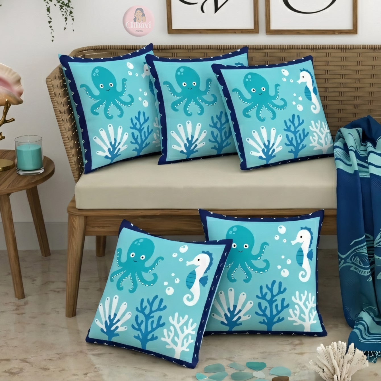 CHHAVI INDIA Microfiber Cushions Cover Pack of 5