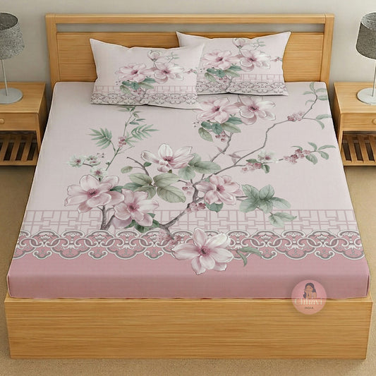 CHHAVI INDIA 210 TC Microfiber Printed King Size Bedsheet With 2 Pillow Covers