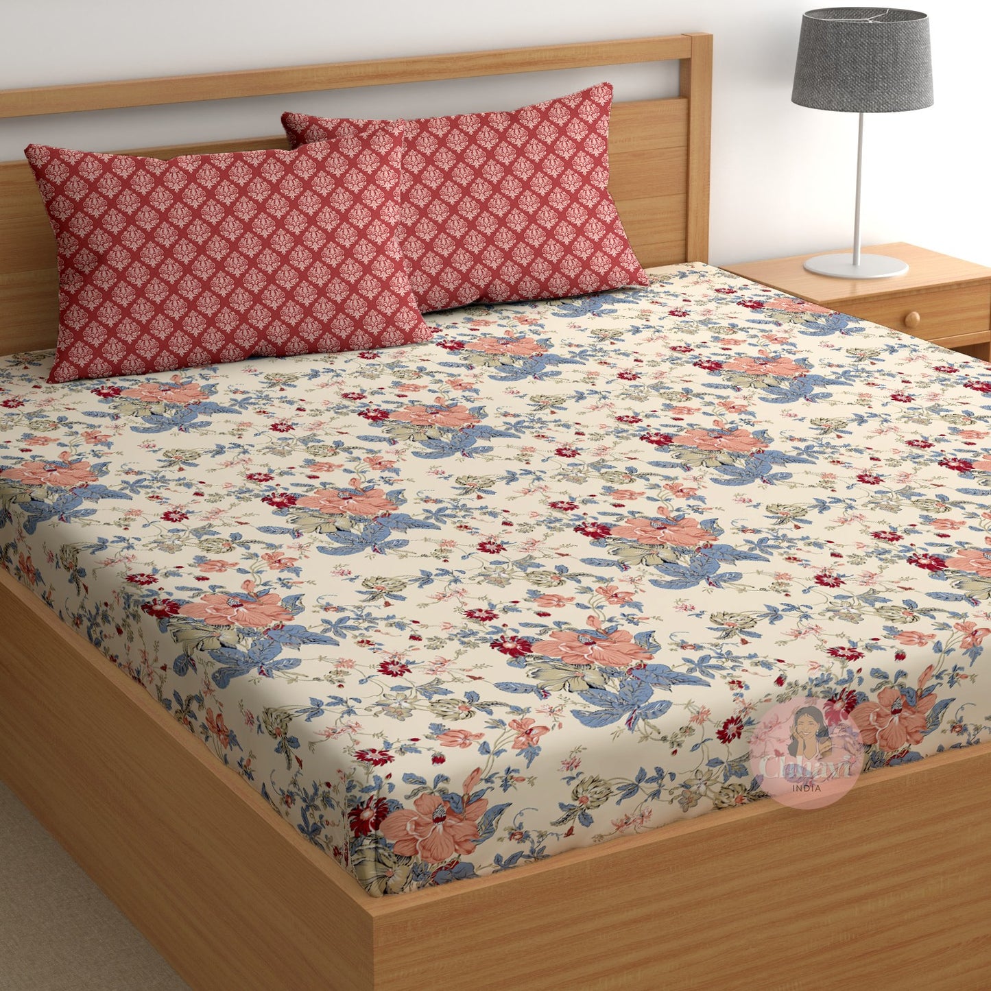 CHHAVI INDIA 210 TC Microfiber Printed King Size Bedsheet With 2 Pillow Covers
