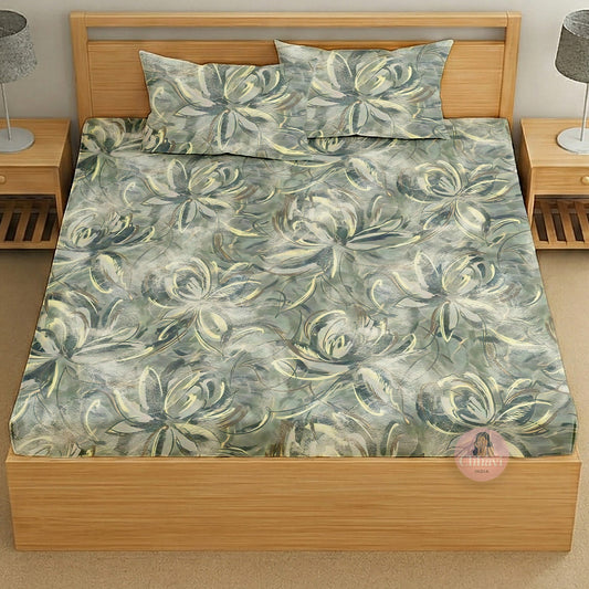 CHHAVI INDIA 210 TC Microfiber Printed King Size Bedsheet With 2 Pillow Covers