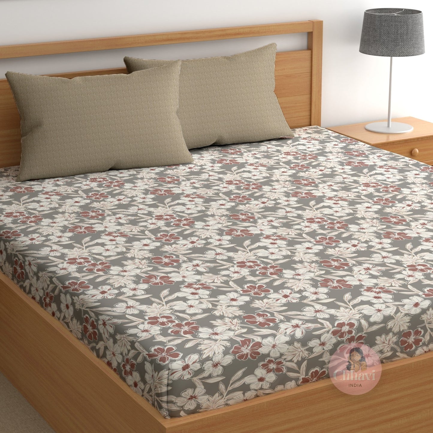 CHHAVI INDIA 210 TC Microfiber Printed King Size Bedsheet With Pillow Covers