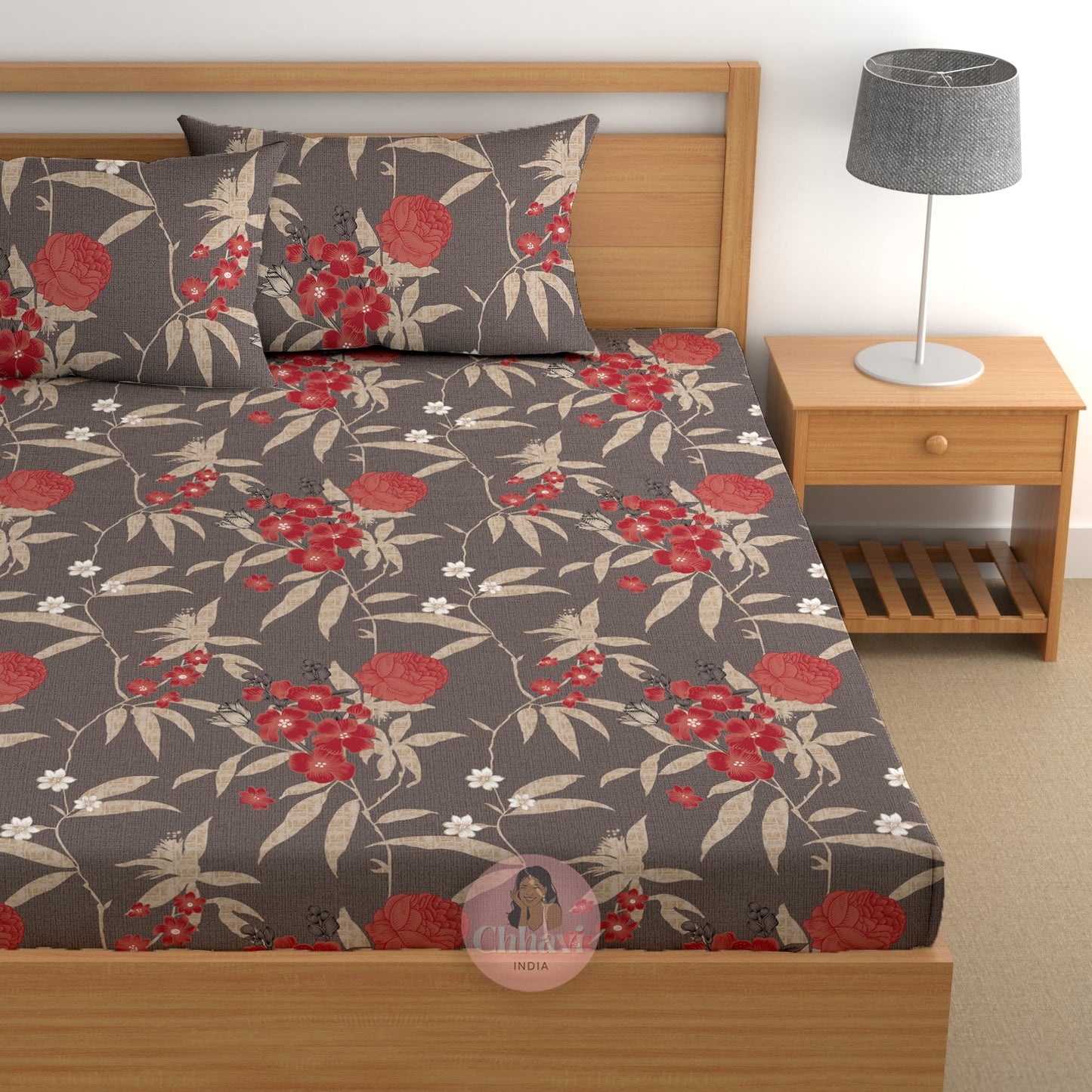 CHHAVI INDIA 180 TC Microfiber Printed Double Bedsheet With 2 Pillow Covers