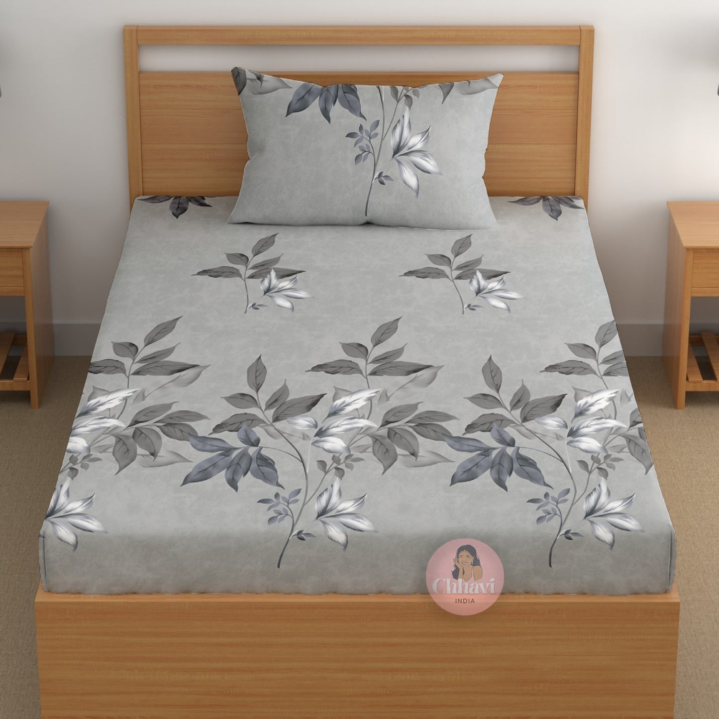 CHHAVI INDIA 180 TC Microfiber Printed Single Bedsheet With 1 Pillow Cover