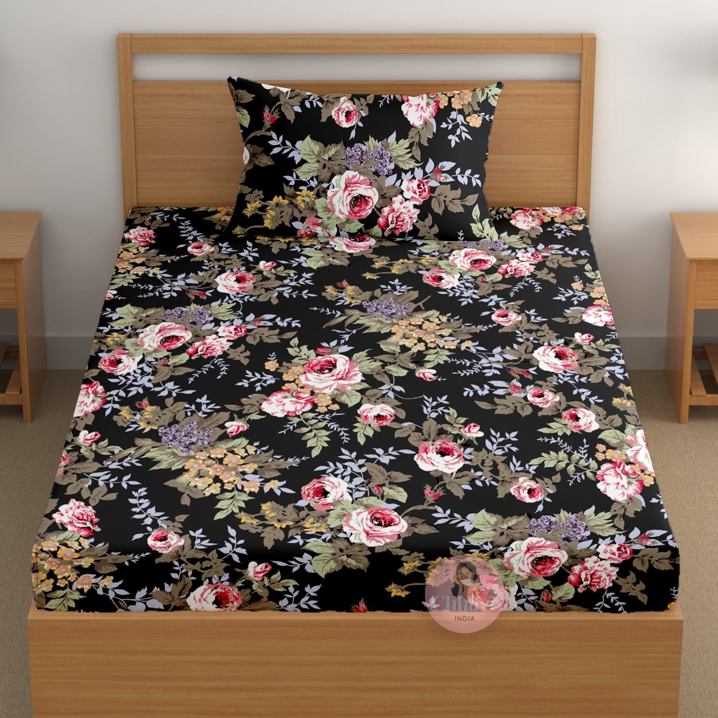 CHHAVI INDIA 180 TC Microfiber Printed Single Bedsheet With 1 Pillow Cover