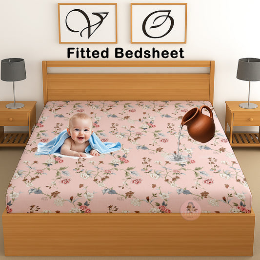 CHHAVI INDIA 210 TC Microfiber Waterproof Printed Fitted (Elastic) Bedsheet